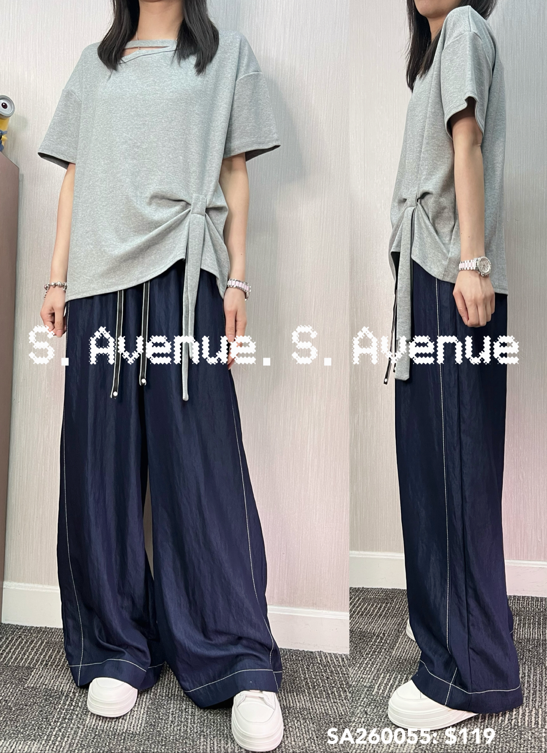 SA260055: 短袖領有帶腳打撍tee