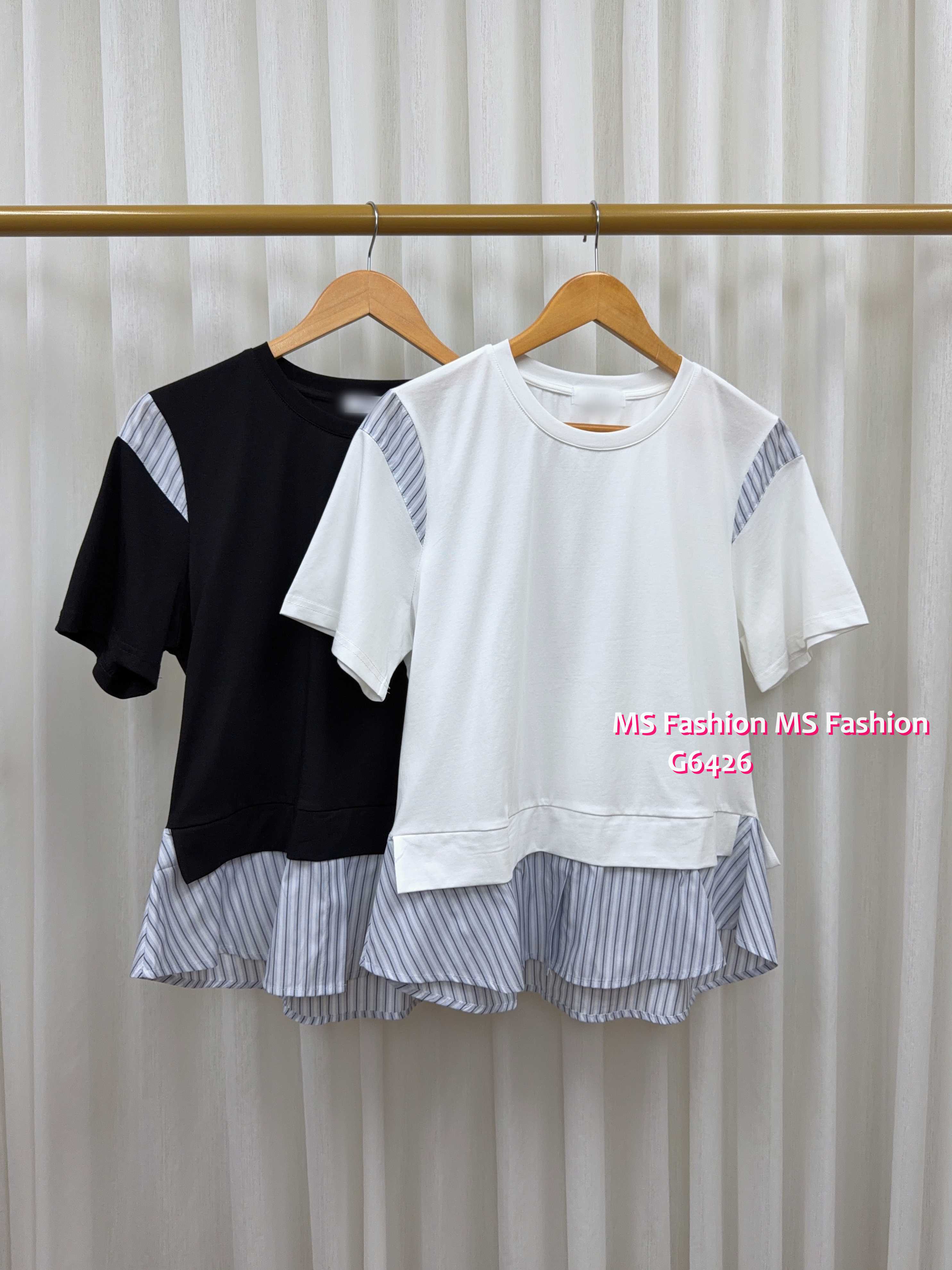 G6426 拼條子pattern top