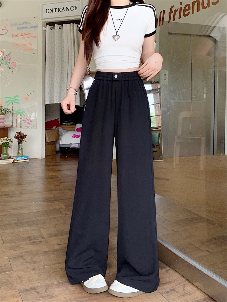 B314(5588) 韩系甜美风横单钮冰丝西装垂感3色长裤