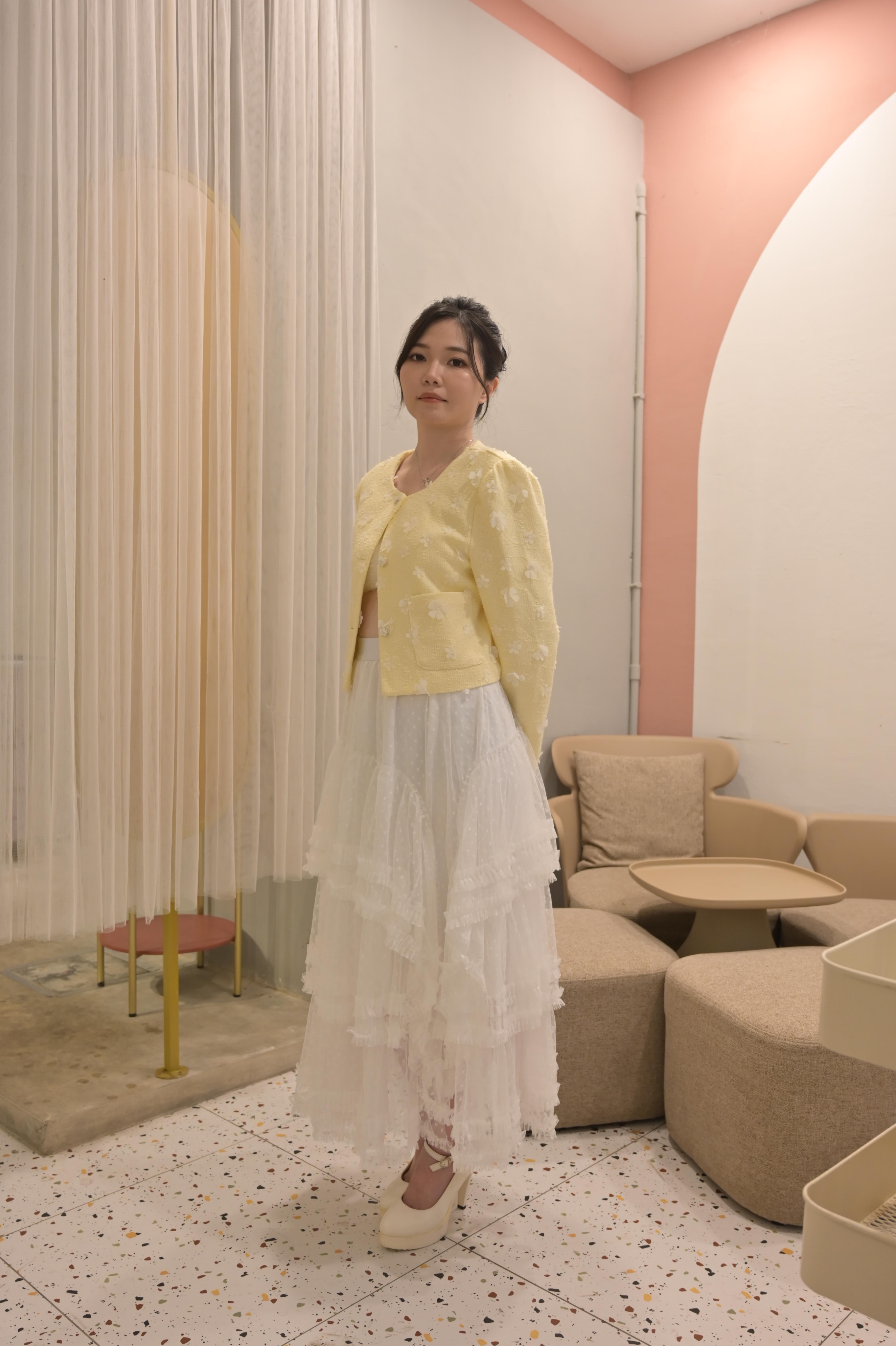 Multi-Layered Mesh Maxi Skirt with Lace Trim ‖ 多层次蕾丝拼接网纱长裙 KR037701