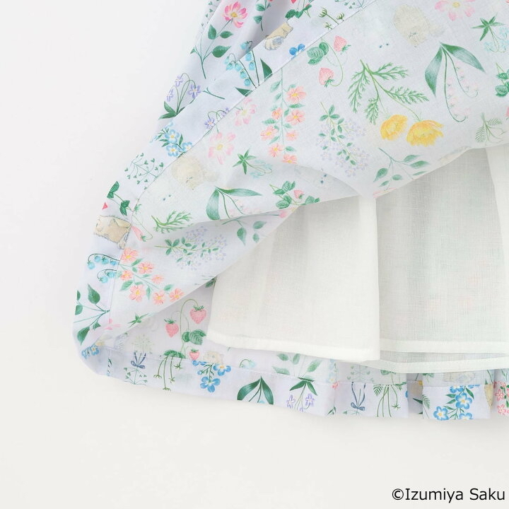 🇯🇵預訂 日本直送🇯🇵Petit Main x Izumiya Saku兩色花卉小貓滿印蝴蝶結短袖連身裙