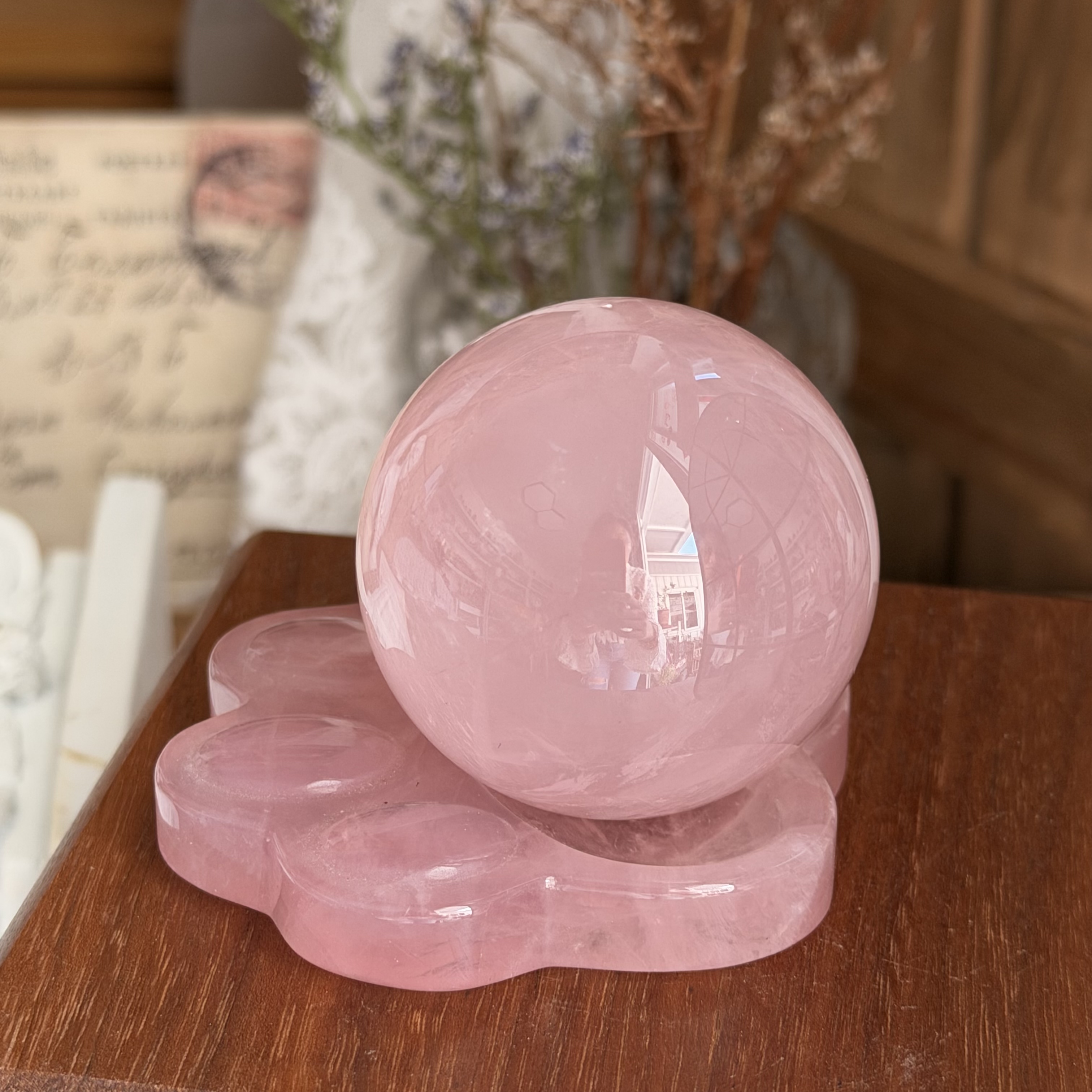 粉晶球+粉晶底座