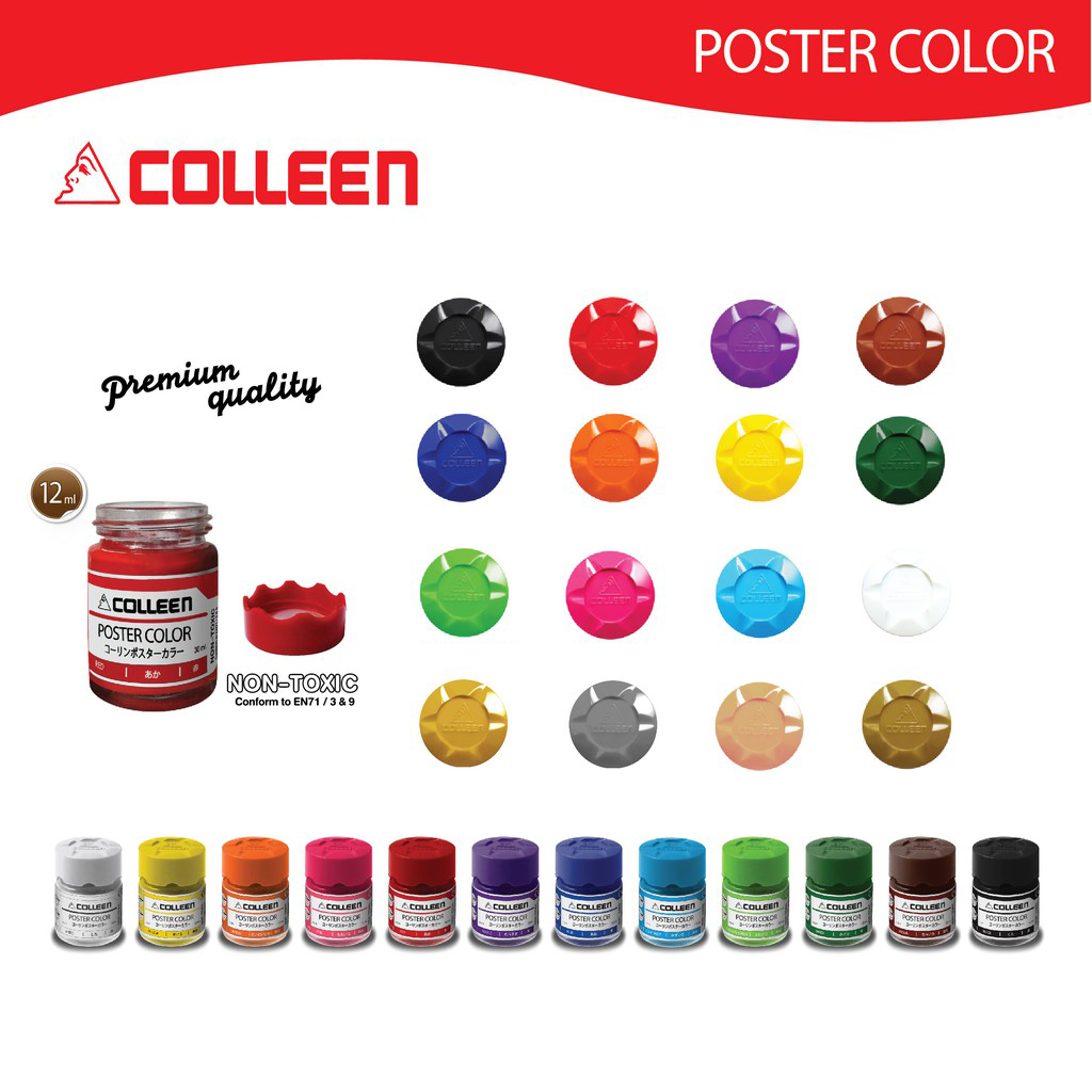 Colleen Premium Non-Toxic Poster Color (12ml/Bottle)