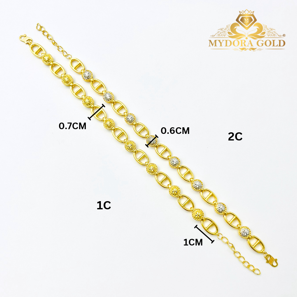 MYDORA Rantai Tangan Fesyen Diamond Cut Chain l EMAS 916/22K
