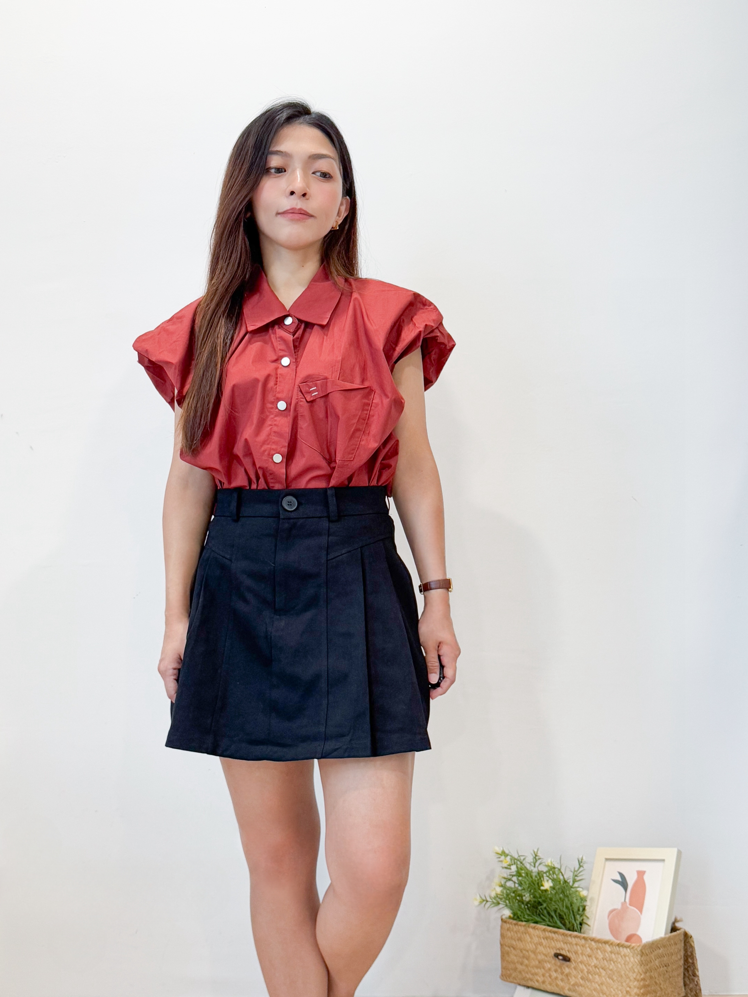 High Waist Aline Pleated Skirt 高腰A字半松紧百褶半裙 ( 2 Colours )
