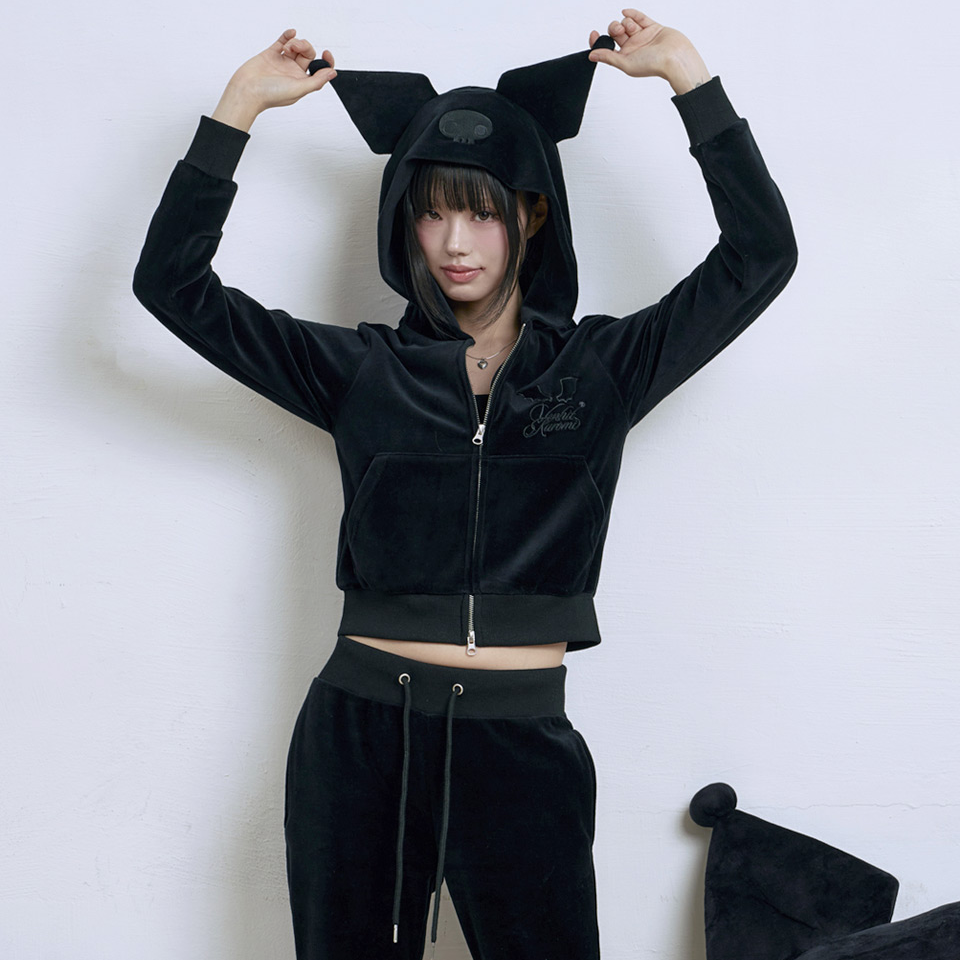 Venhit x Kuromi Velour Bootcut Pants Black