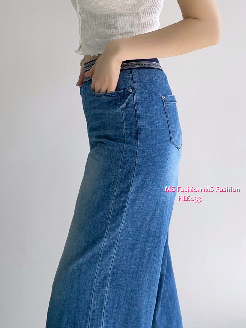 HL6033 韓國🌼Howluk拼色橡筋腰闊筒牛