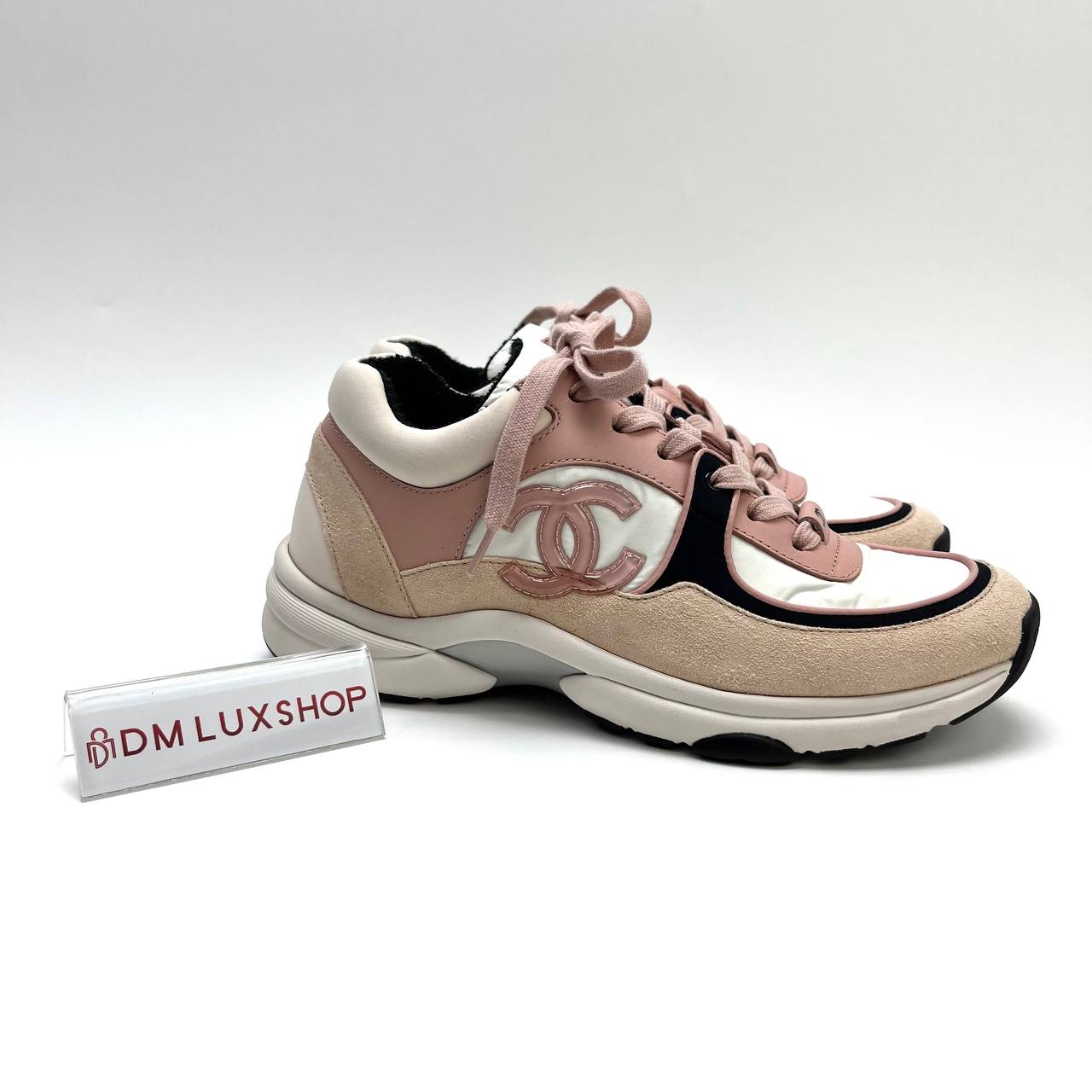Chanel Pink & White Suede Sneaker