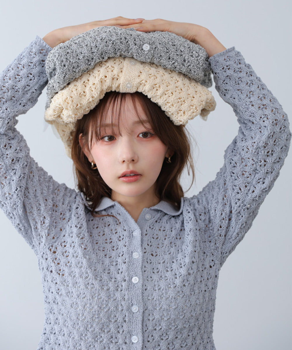 <JP> 編織鏤空薄紗cardigan * 2色入 <預購>