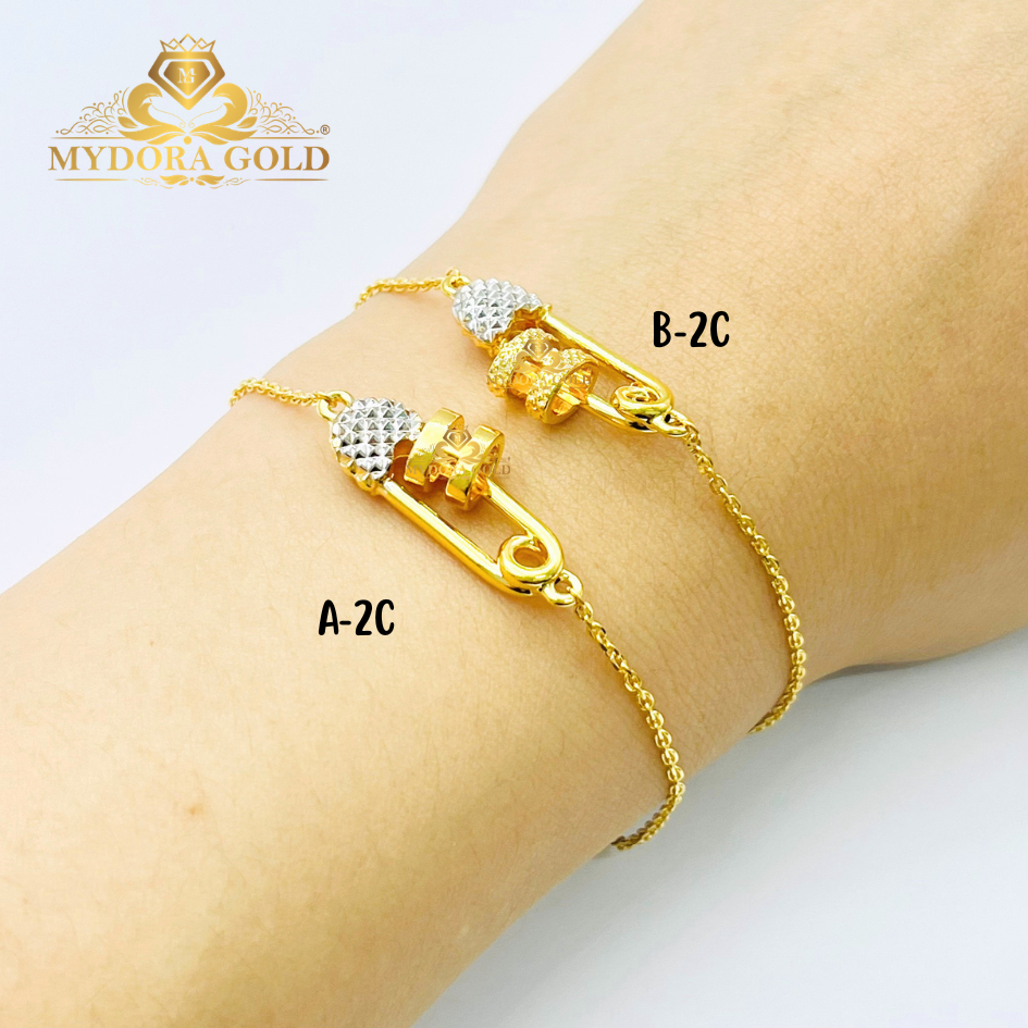 MYDORA Rantai Tangan Fesyen Safety Pin + Bead H l EMAS 916/22K