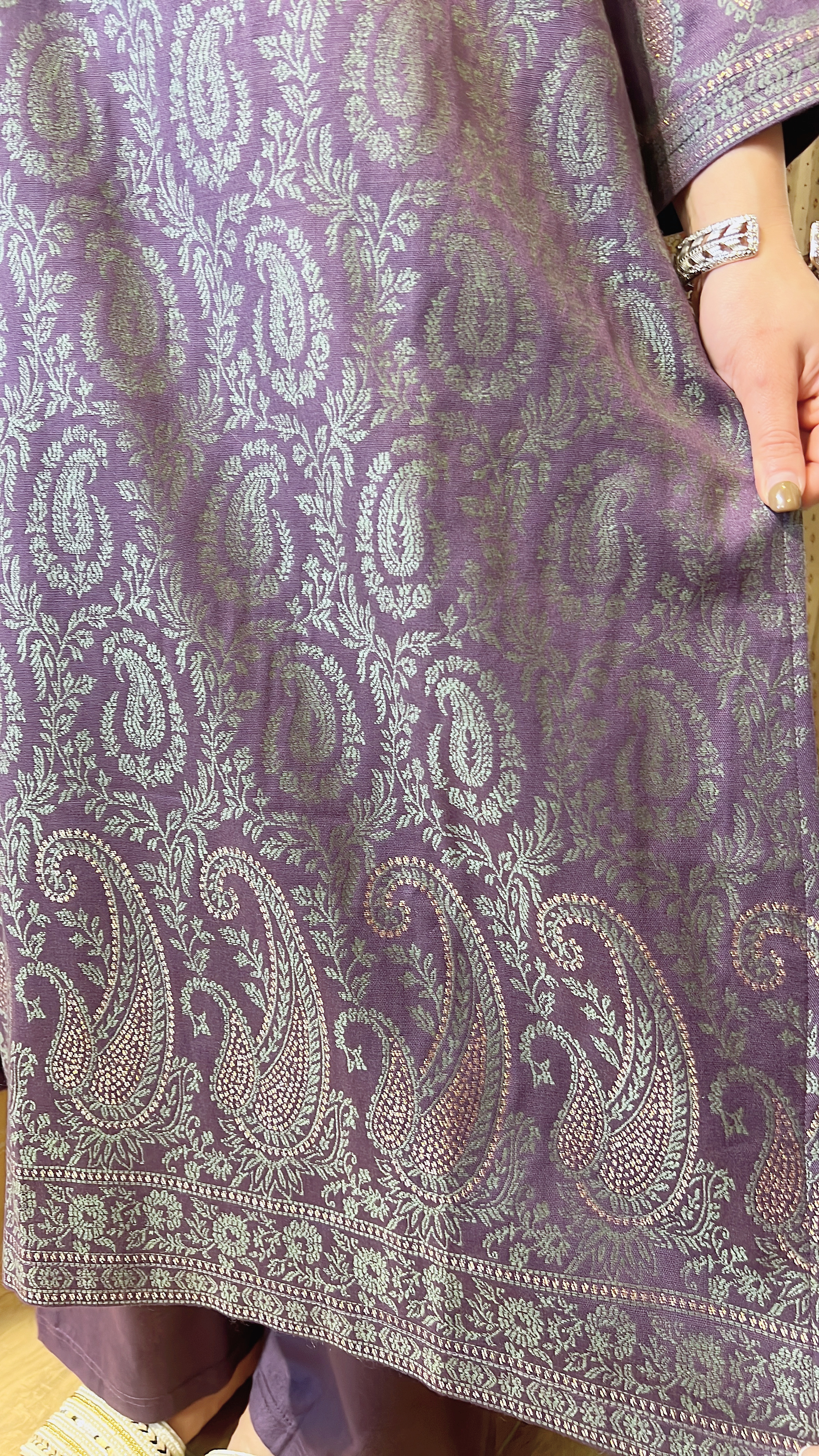 Dark Purple Paisley Set of 2 Kurta + Pants #1003