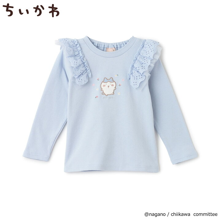 🇯🇵預訂 日本直送🇯🇵 Petit Main x Chiikawa系列三色人物刺繡貼花蕾絲花邊長袖上衣