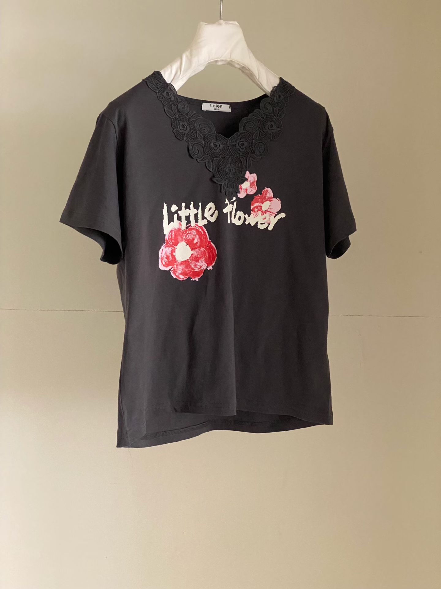 Lace V 領花花Print Top