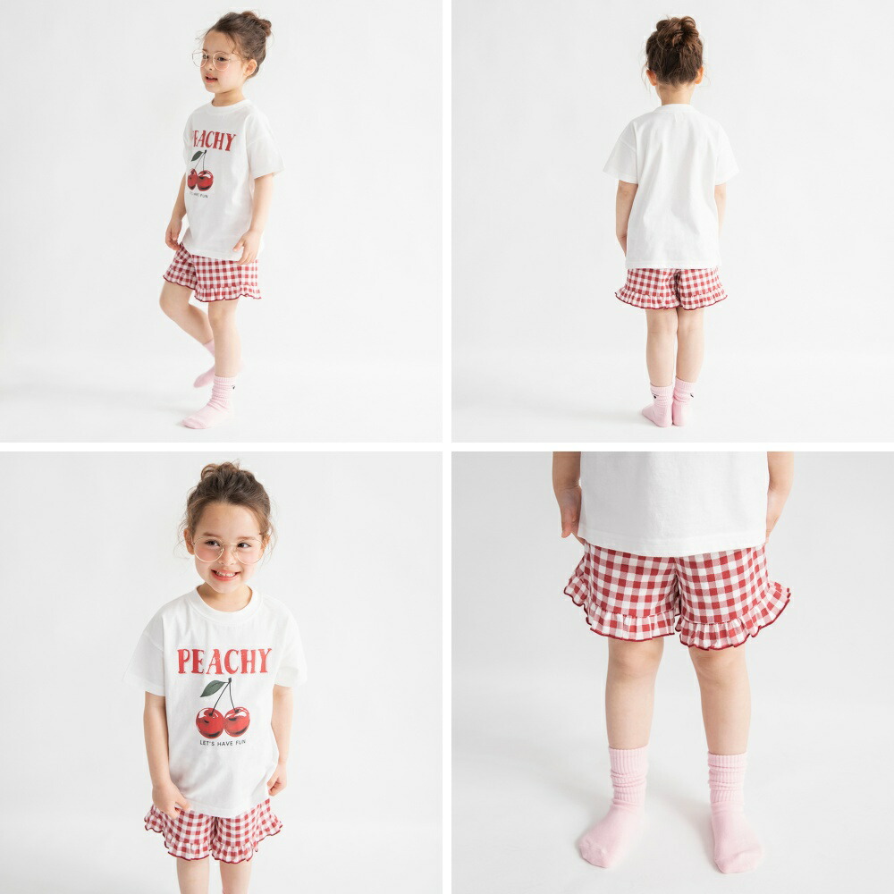 🆕【⭐訂購⭐】🌀 🇯🇵 日本直送 女童 格紋 荷葉邊 短袖家居服［3款選］ 🌀[ELDA-0091][260510]