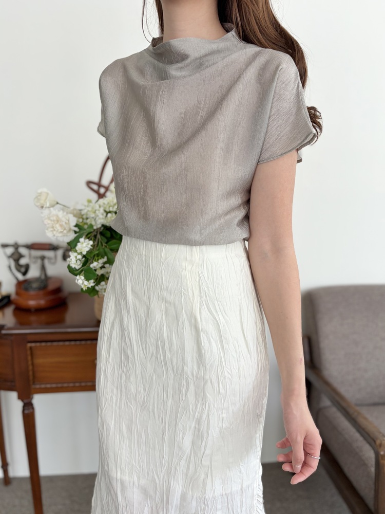 Odette Sheen Top (Silver Grey)