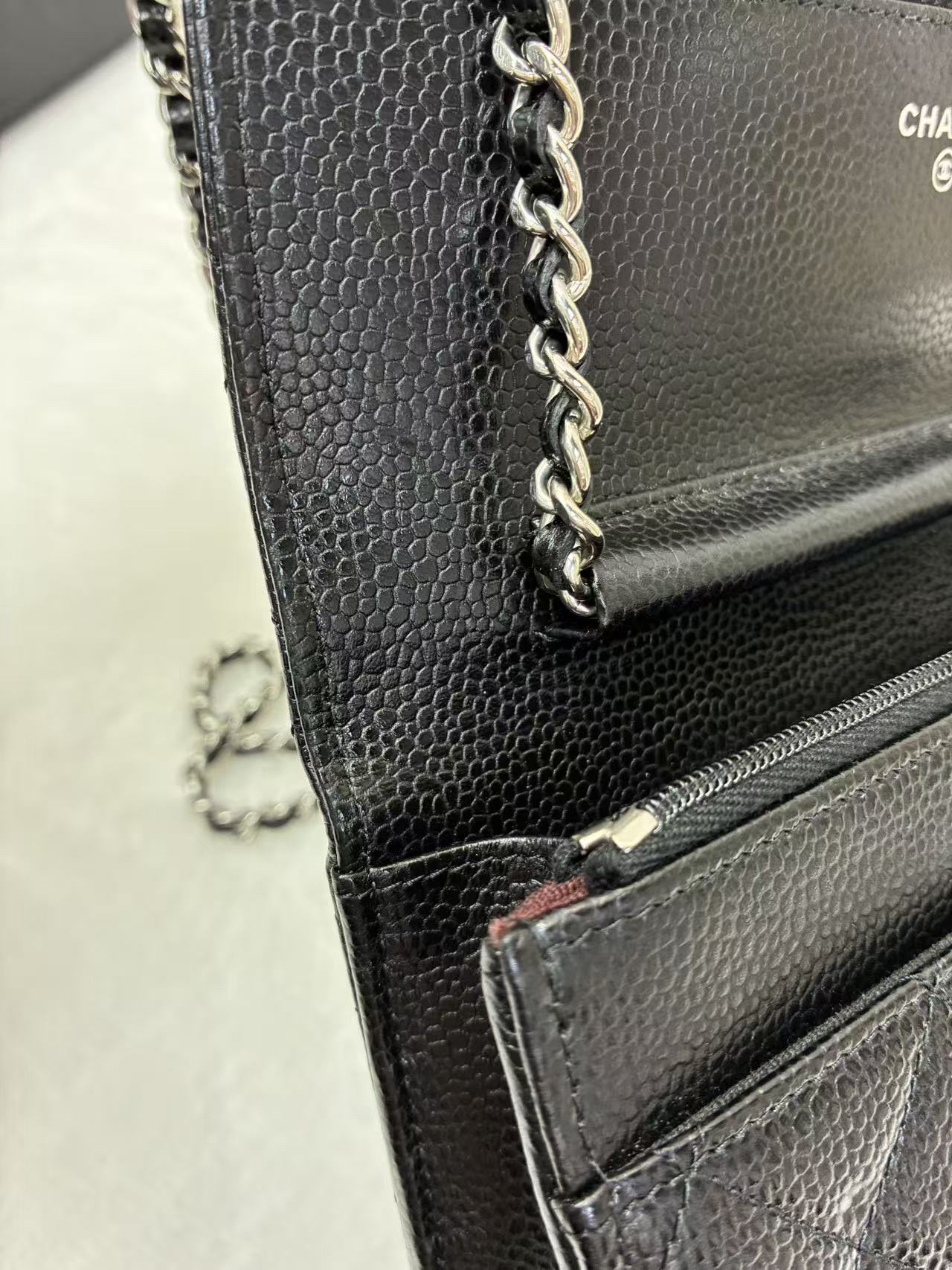 Chanel香奈兒 WOC黑銀荔枝皮.Fullset 附送護袋三寶