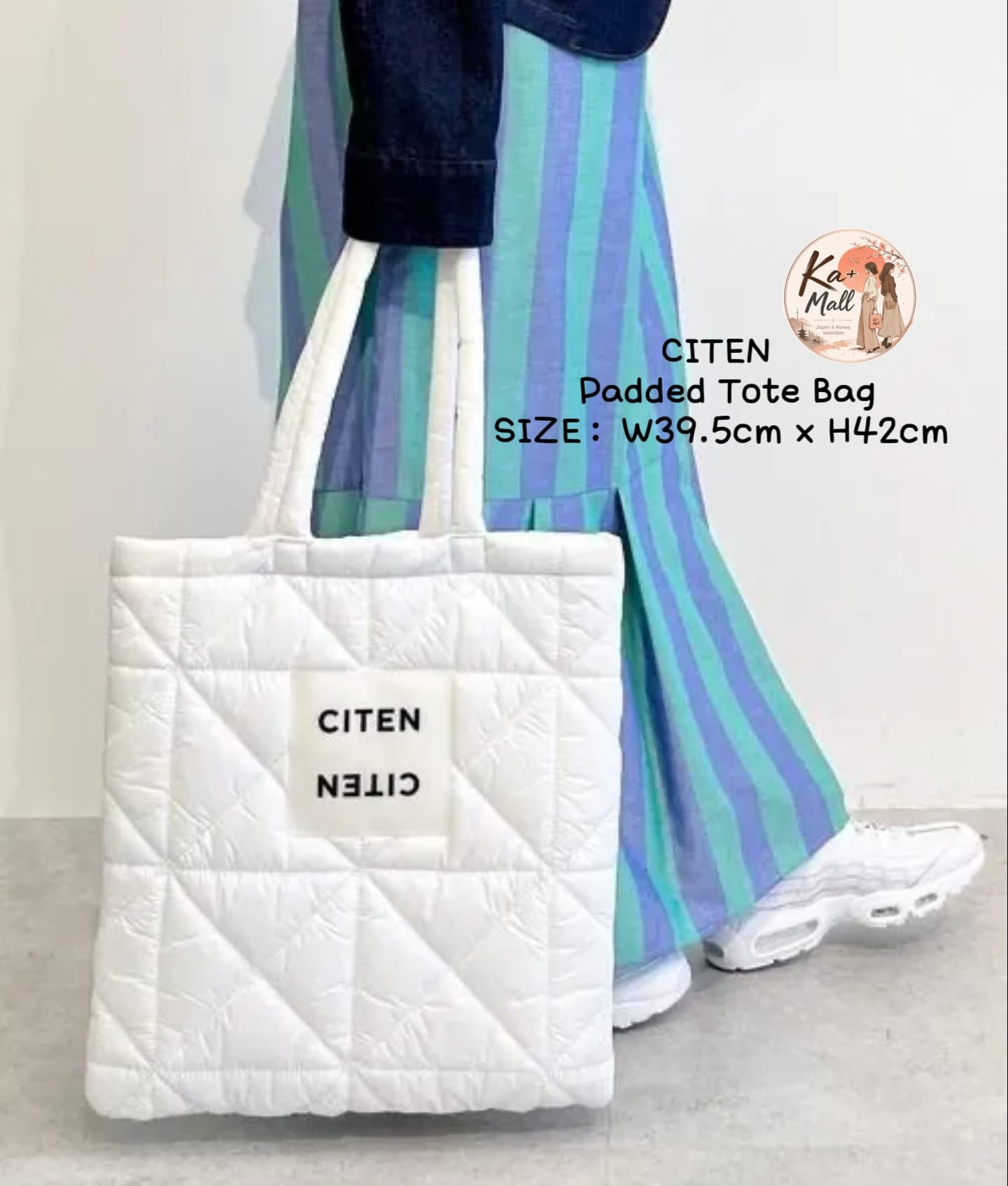 CITEN 菱格紋鋪棉托特包 (W39.5cm x H42cm) 多色可選