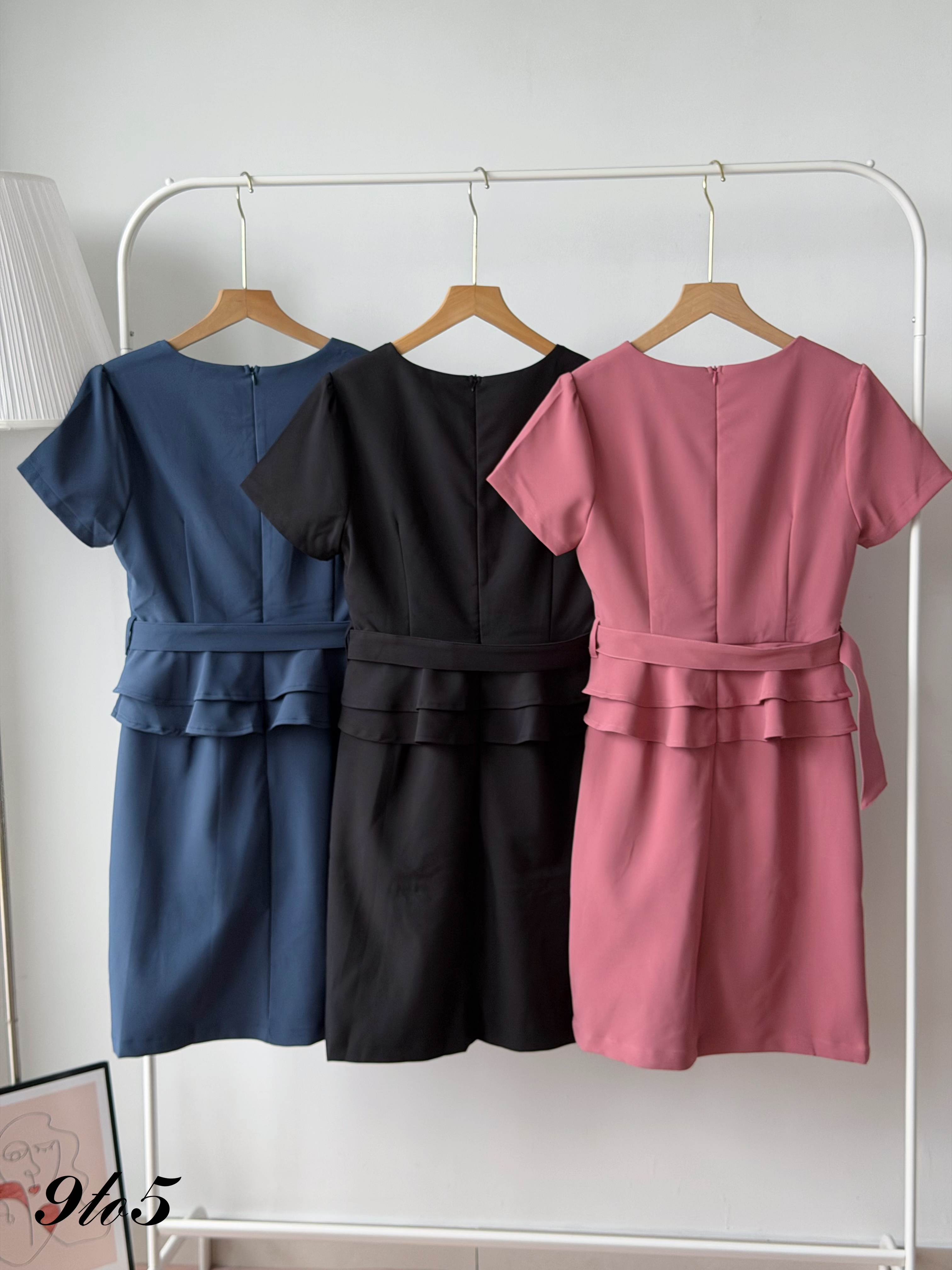 D2377 Chic Ruffle Waist Dress - 3 Colors 