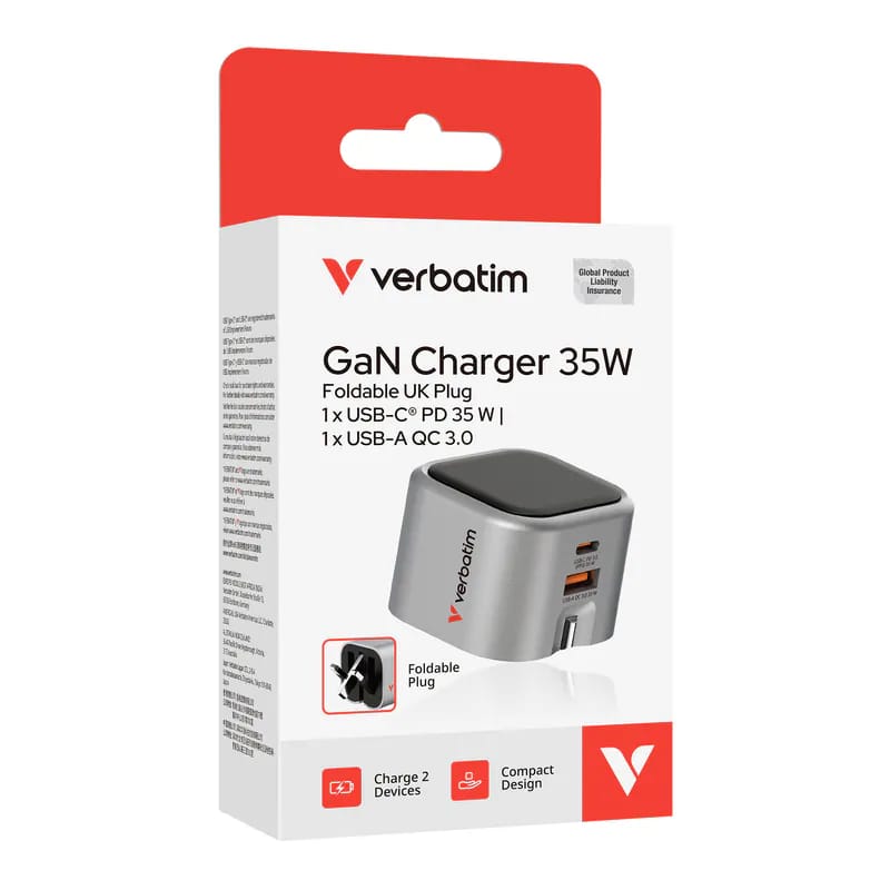 Verbatim 35W GaN 充電器 (可折疊英規插頭)