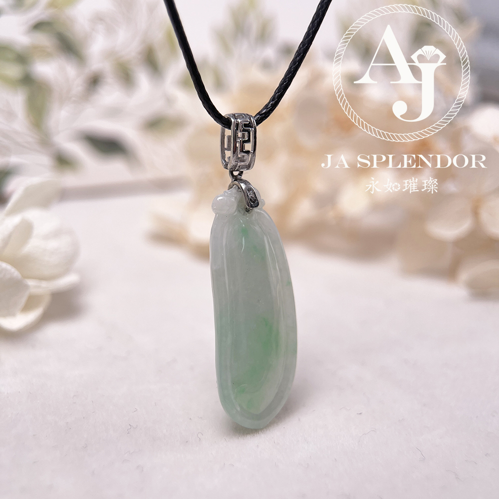 JNS-265 天然翡翠A玉 白底青萬壽果/福瓜吊墜