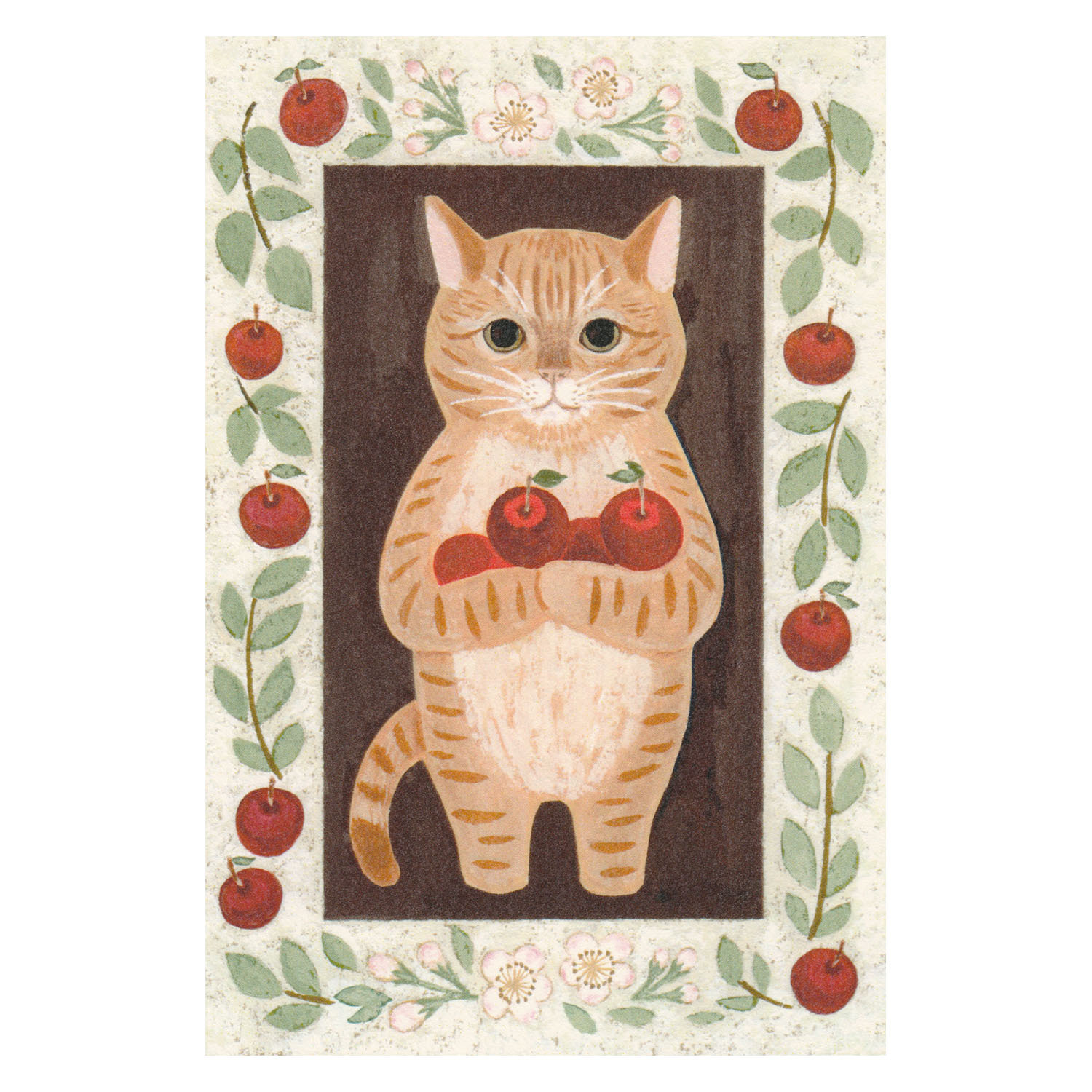 4legs - 明信片 (米橘虎斑貓蘋果款)