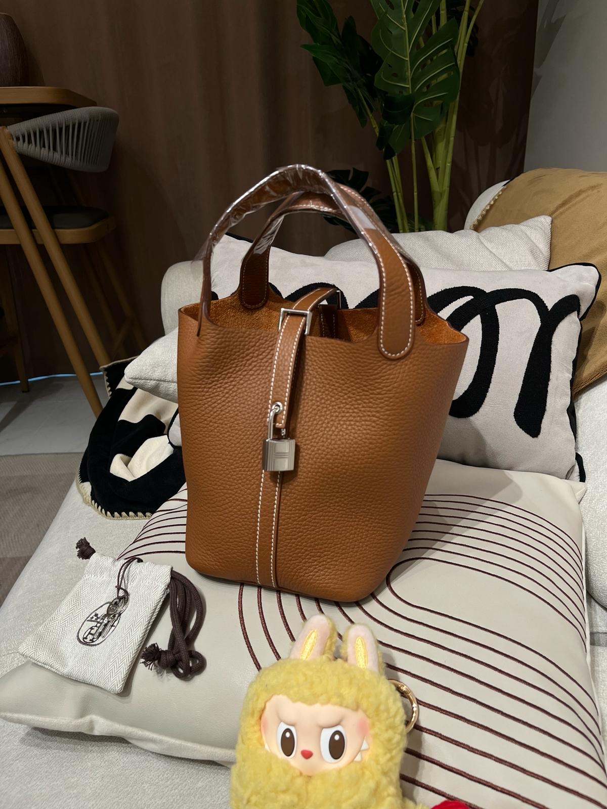 全新 Hermes Picotin 18,Stamp W 金棕銀扣  100%Authentic ,全新未使用品   ✅Key lock✅dust bag✅box 