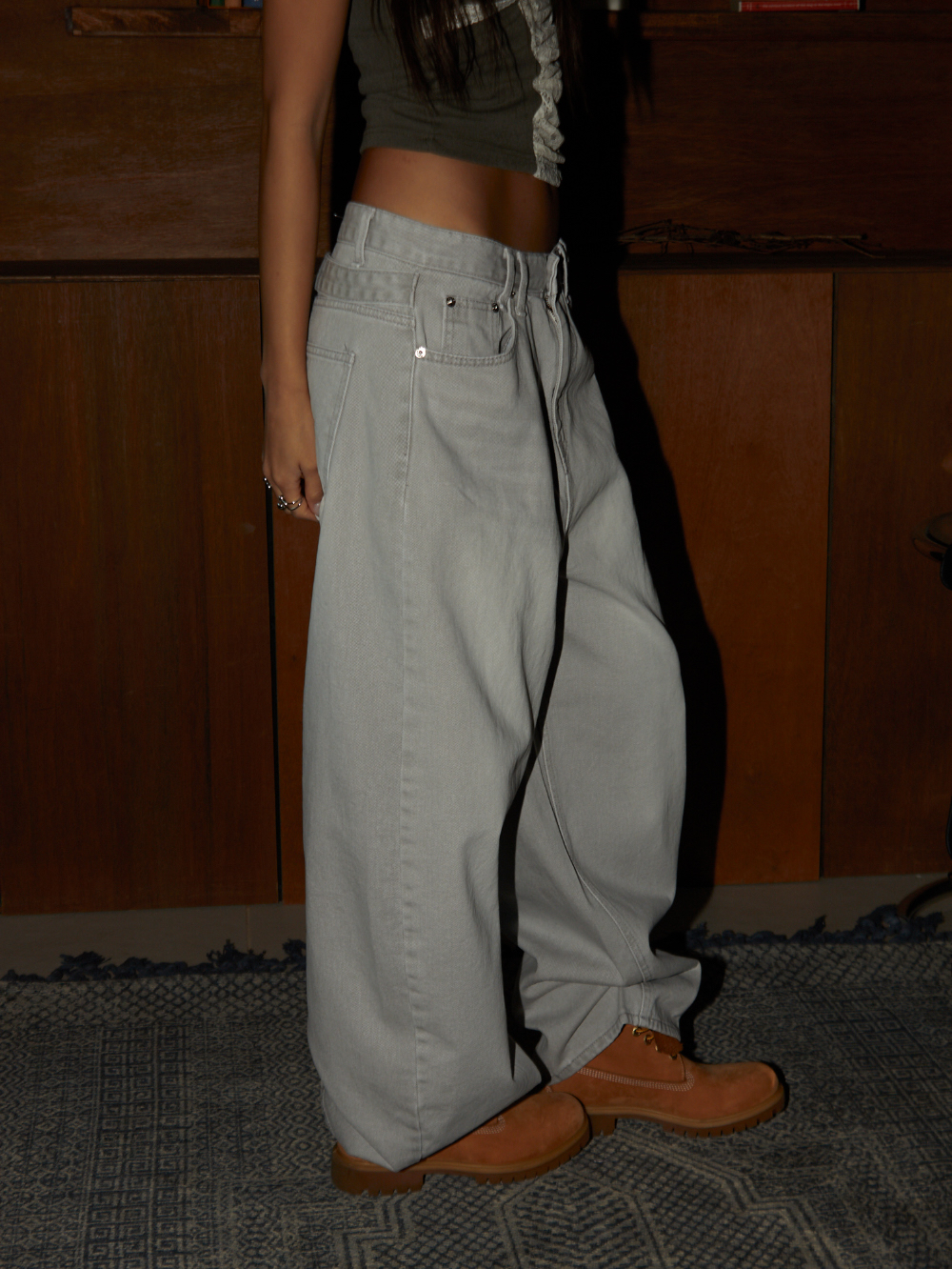 Mega Wide Backstrap Denim Pants 