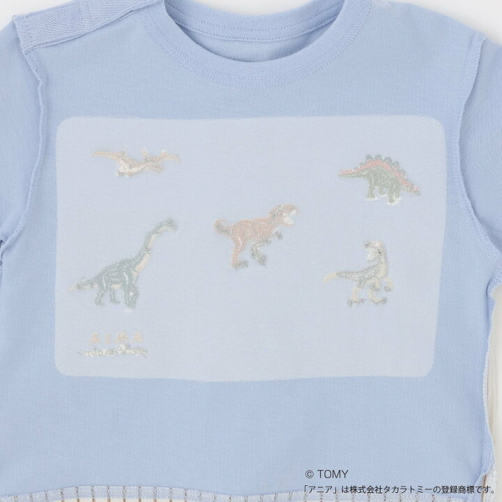 🇯🇵預訂 日本直送🇯🇵Petit Main x Tomica系列兩色恐龍車車印花拼布假兩件長袖T恤