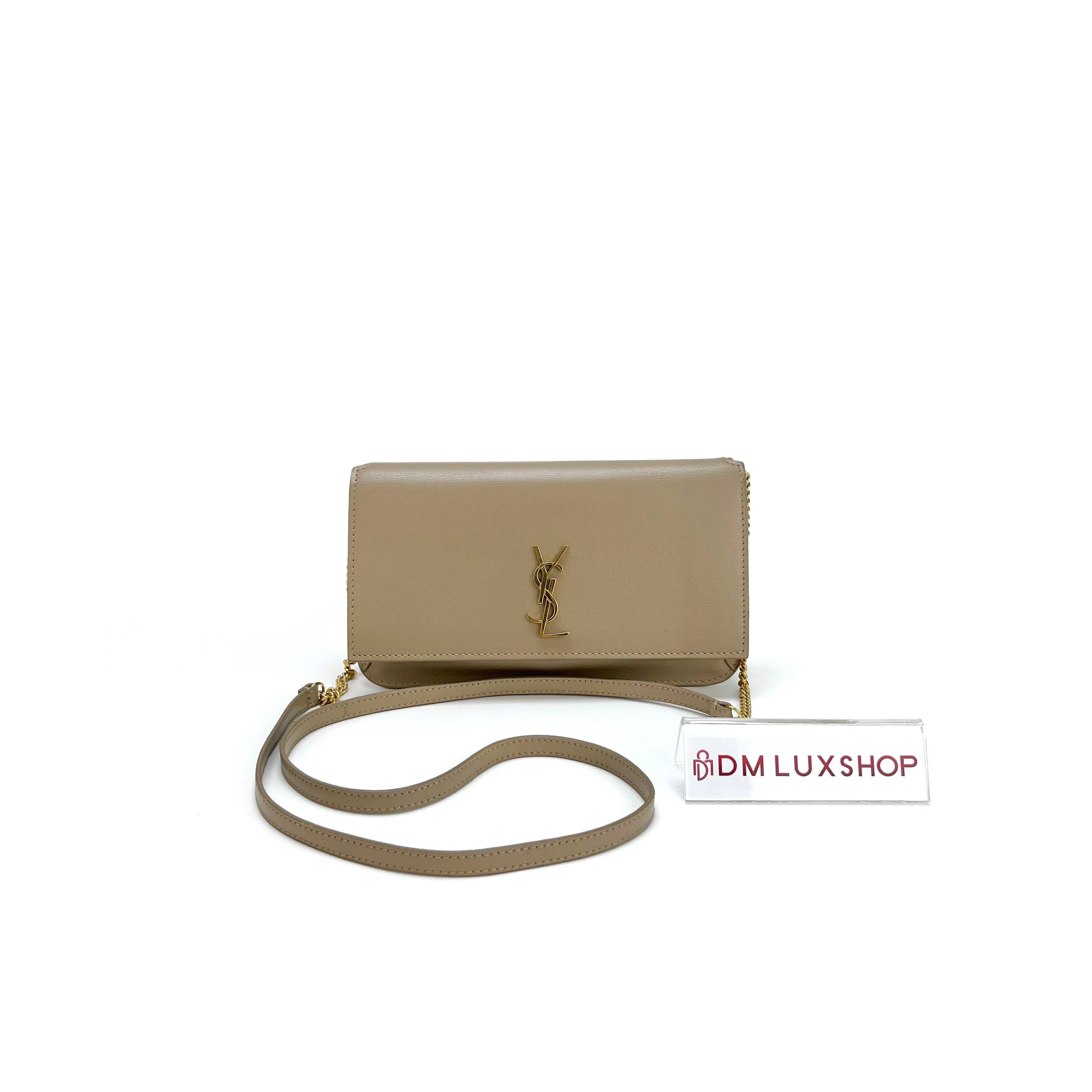 YSL Cassandre Beige Phone Holder Crossbody GHW