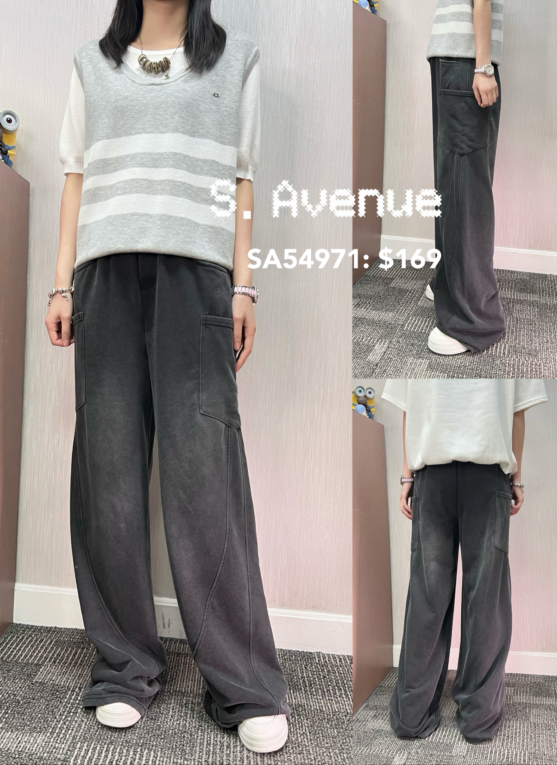 SA54971: 橡筋腰側方袋洗水棉彎刀褲