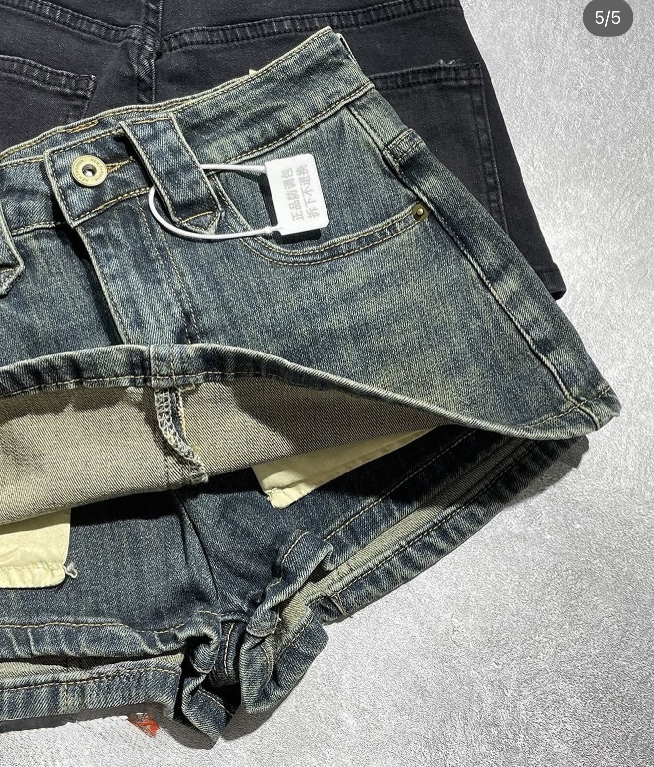 做舊牛仔短裙**復古水洗牛仔裙褲