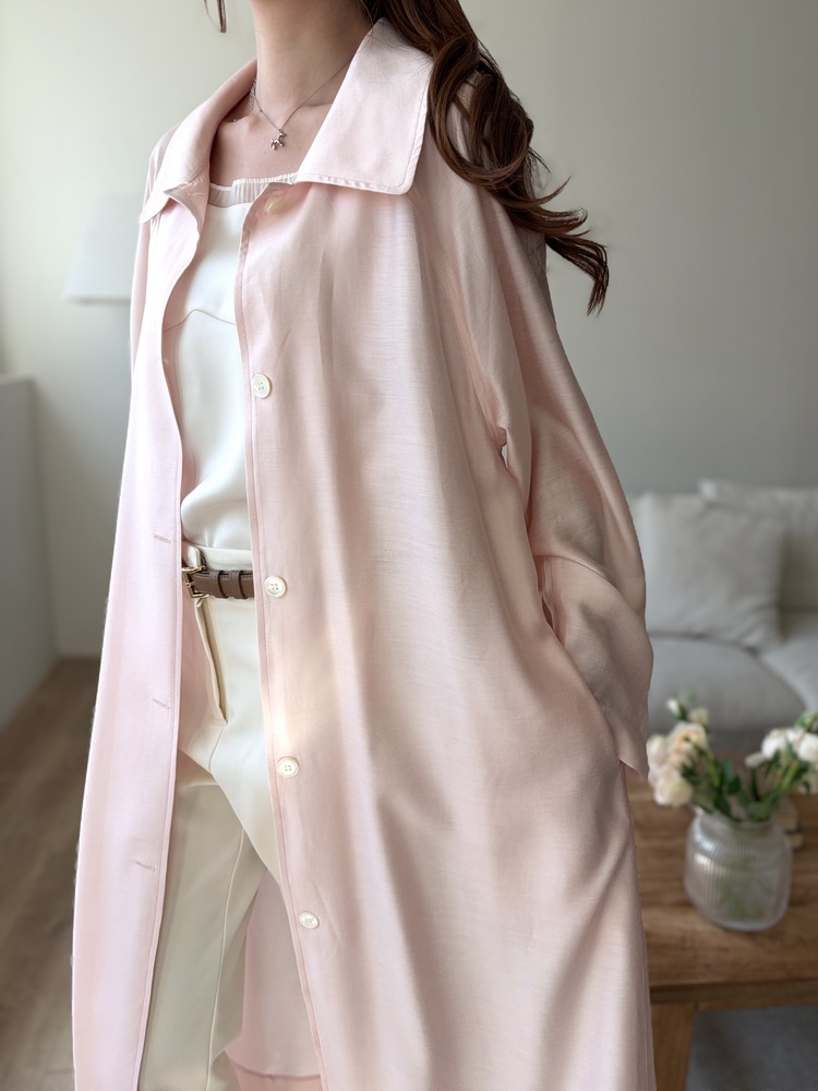 Silky Belted Trench Coat (Pink)