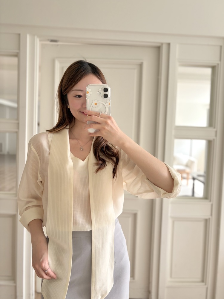 Aurelie Scarf-Tie Blouse (Cream)