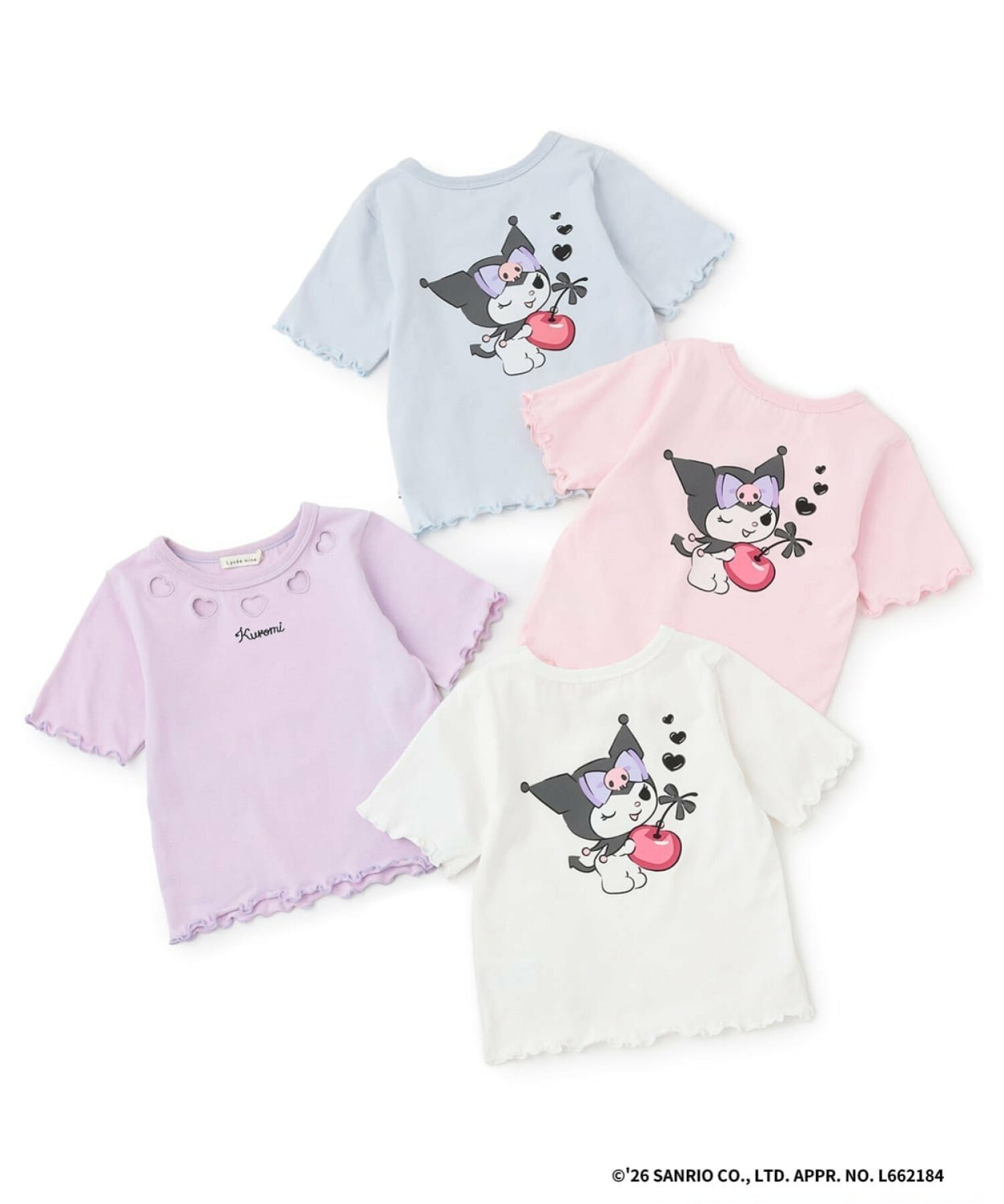 🆕【⭐訂購⭐】🇯🇵 日本直送 🌀🇯🇵 日本直送🇯🇵 #Kuromi 縷空心形領 褶邊袖 短袖Tee［4款選］🌀 [ELCA-0114][260327]