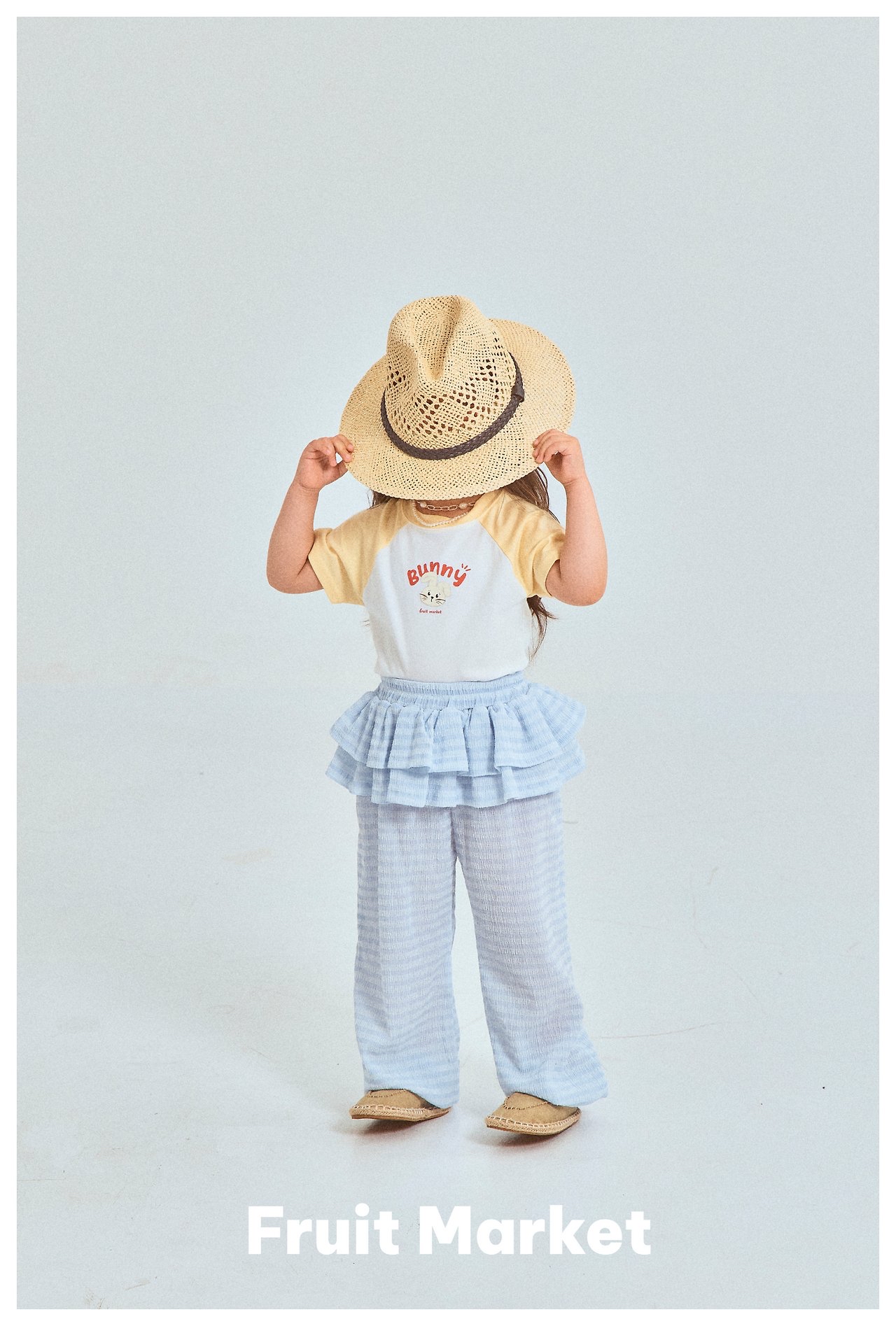 Fruit | Frill stripe pants (Blue L110-120)