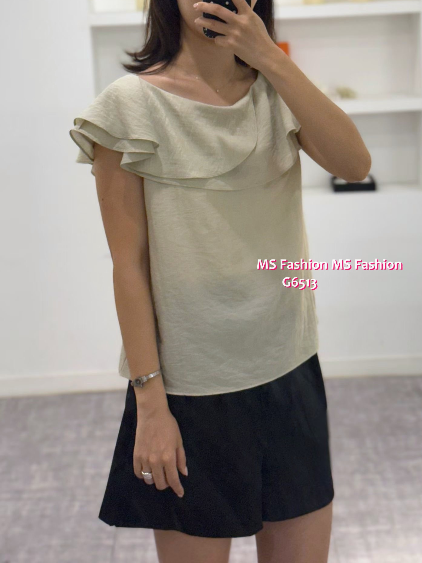 G6513 簡約ruffle top