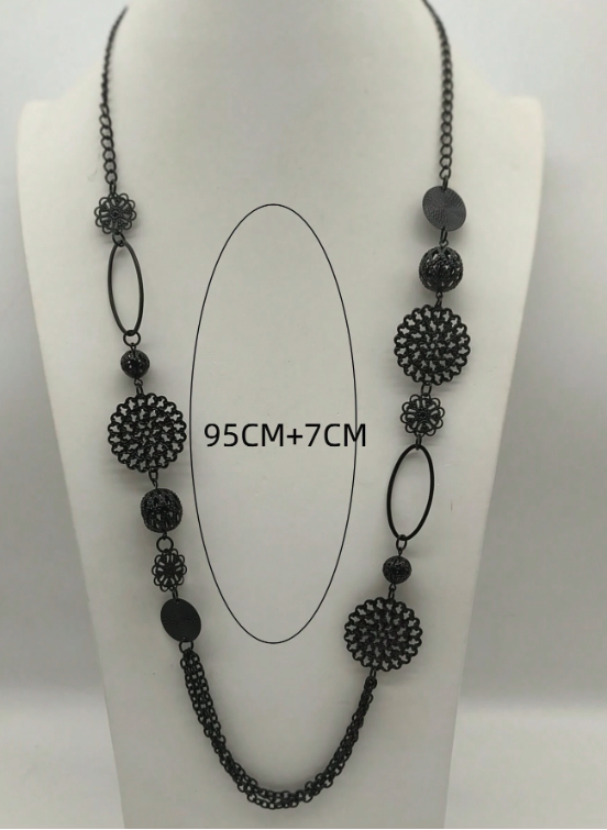 Vintage Sexy Hollow Out Round Ball Long Necklace With Geometric Elements