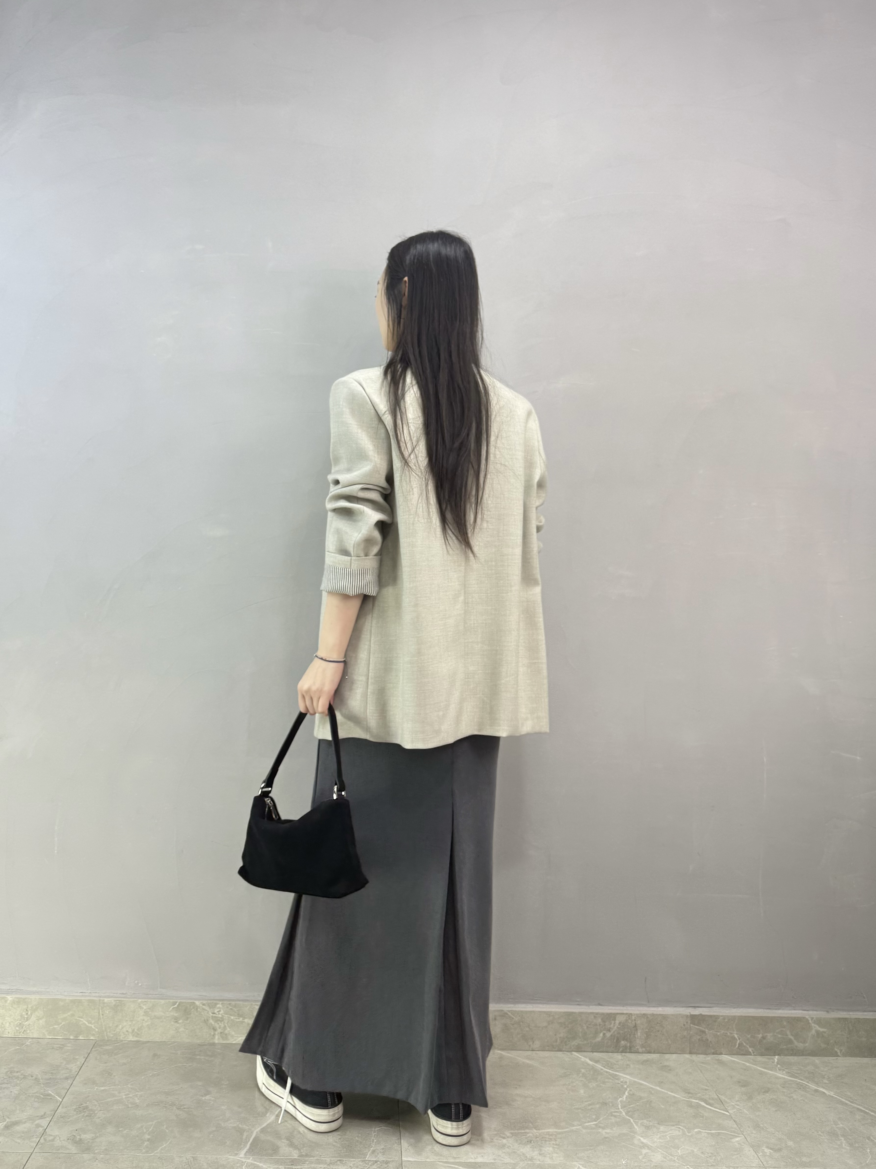 F17 拼條子袖西裝褸