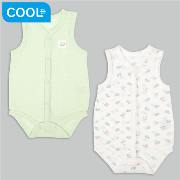 🇯🇵預訂 日本直送🇯🇵天空飛機印花純棉網眼前開式無袖背心包屁衣兩件套