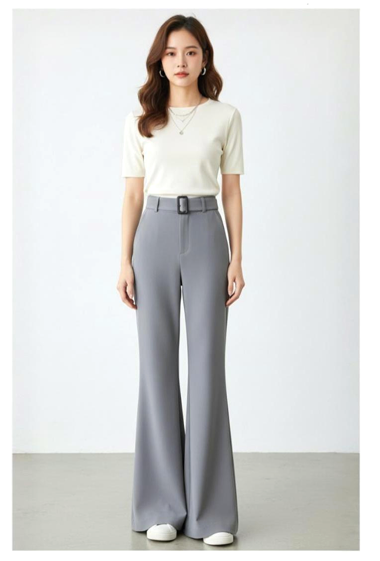 Boot Leg Pants with Belt