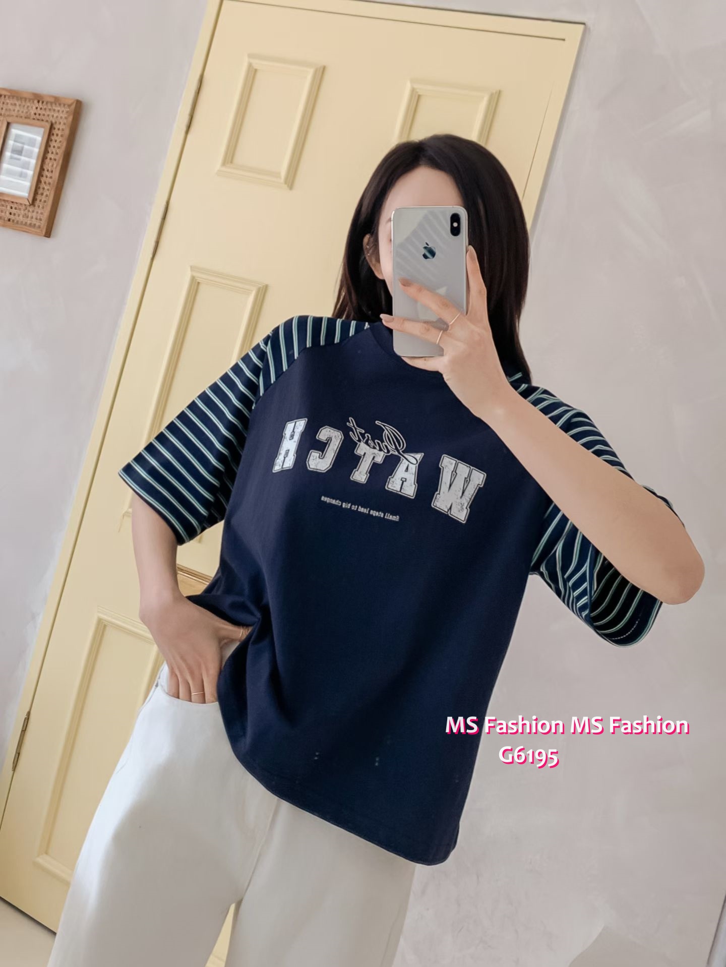 G6195 韓國🇰🇷條子袖字母top