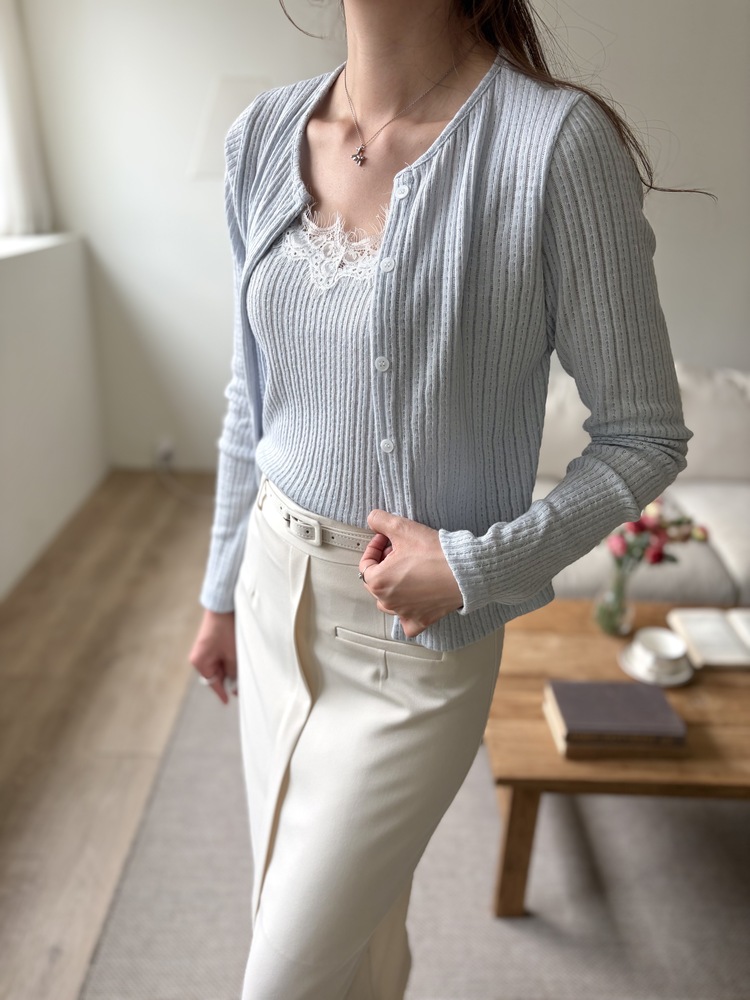 [假兩件] Lumiere Lace Layered Top (Babyblue)