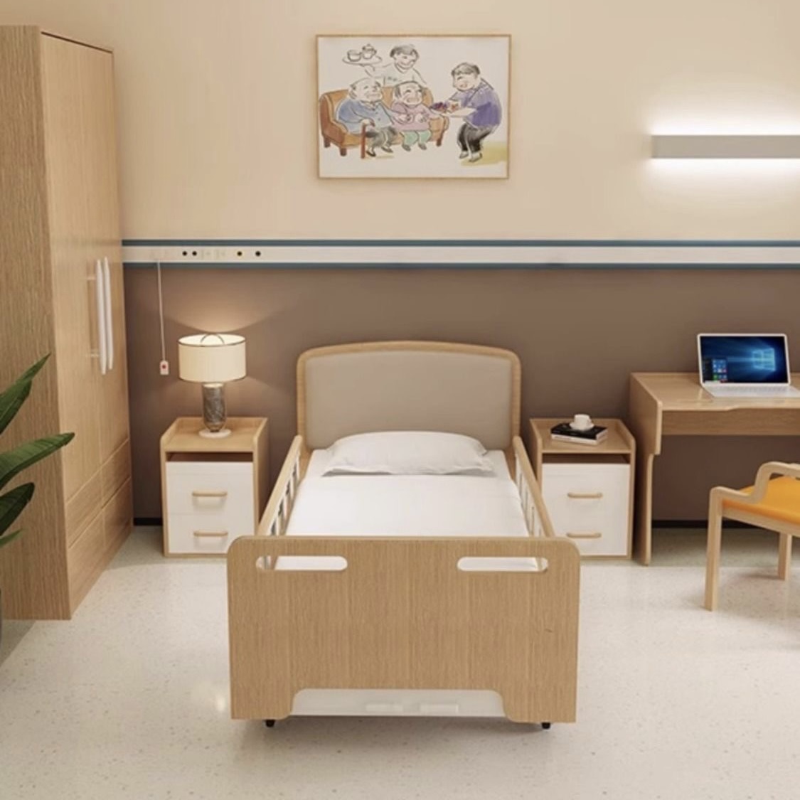 適老化木質家居養老院多功能護理床敬老院單雙搖老人床康養中心nursing bed