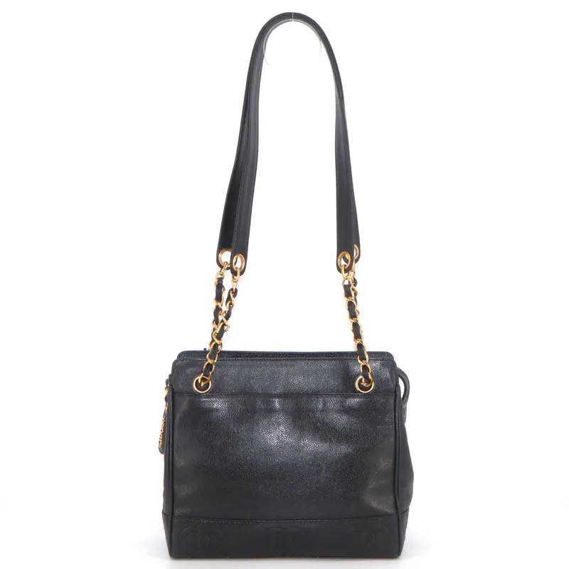 Chanel Triple Coco Mark Caviar Chain Tote Bag