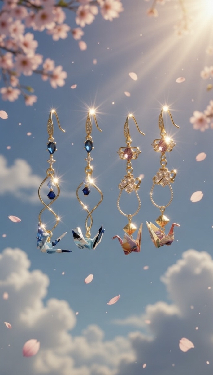 和風日系藍/紫紙鶴耳環🇯🇵