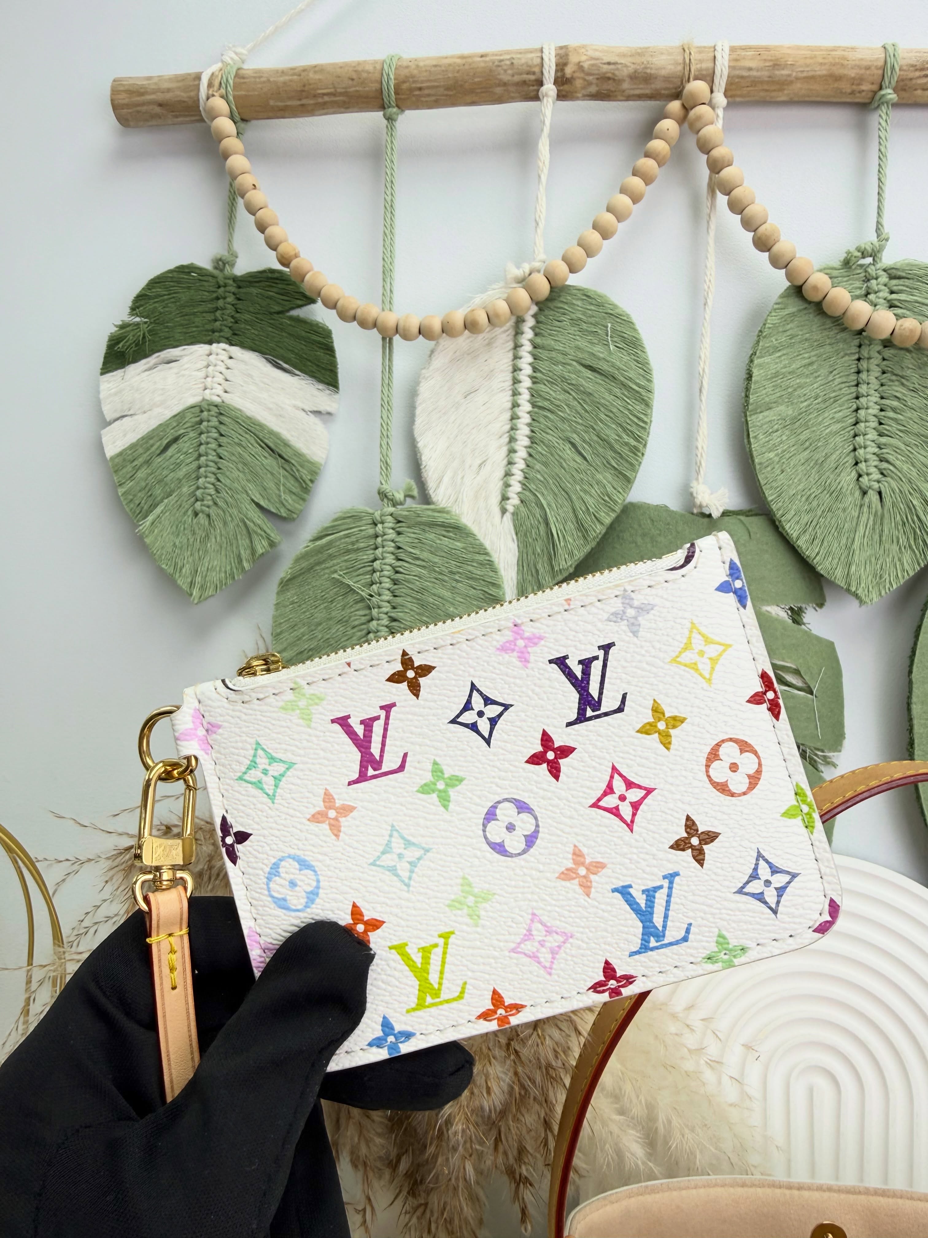 Lv👜 PRE OWNED 🛍️村上隆 白三彩 allin bb 有兩條肩帶 全套 🤍🩷💙