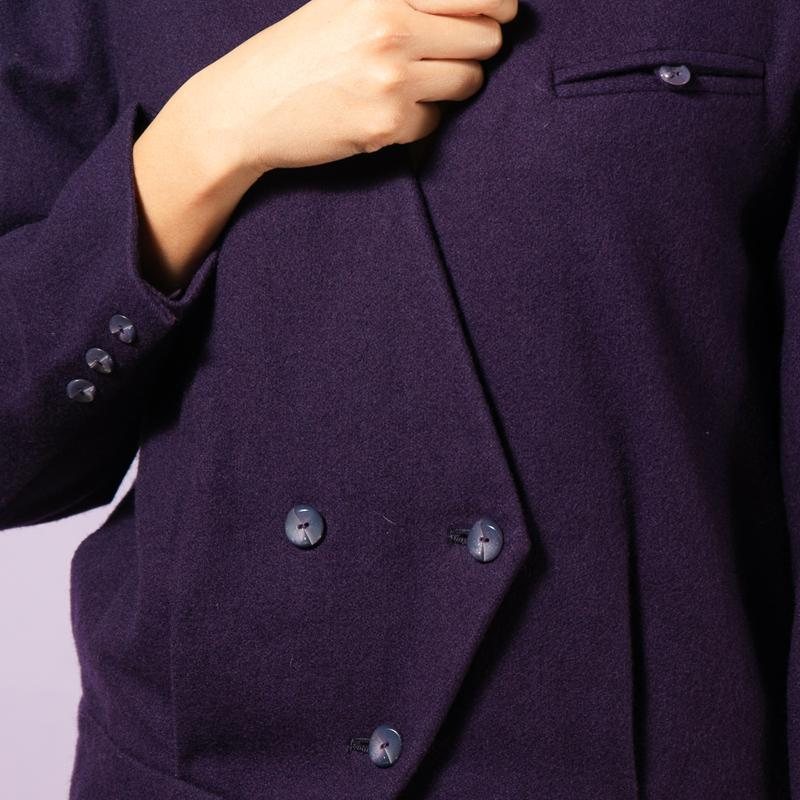 1980s Japanese 95% Wool Purple Power Suit/ Twin Set with Blazer and Skirt(MT1607-2)