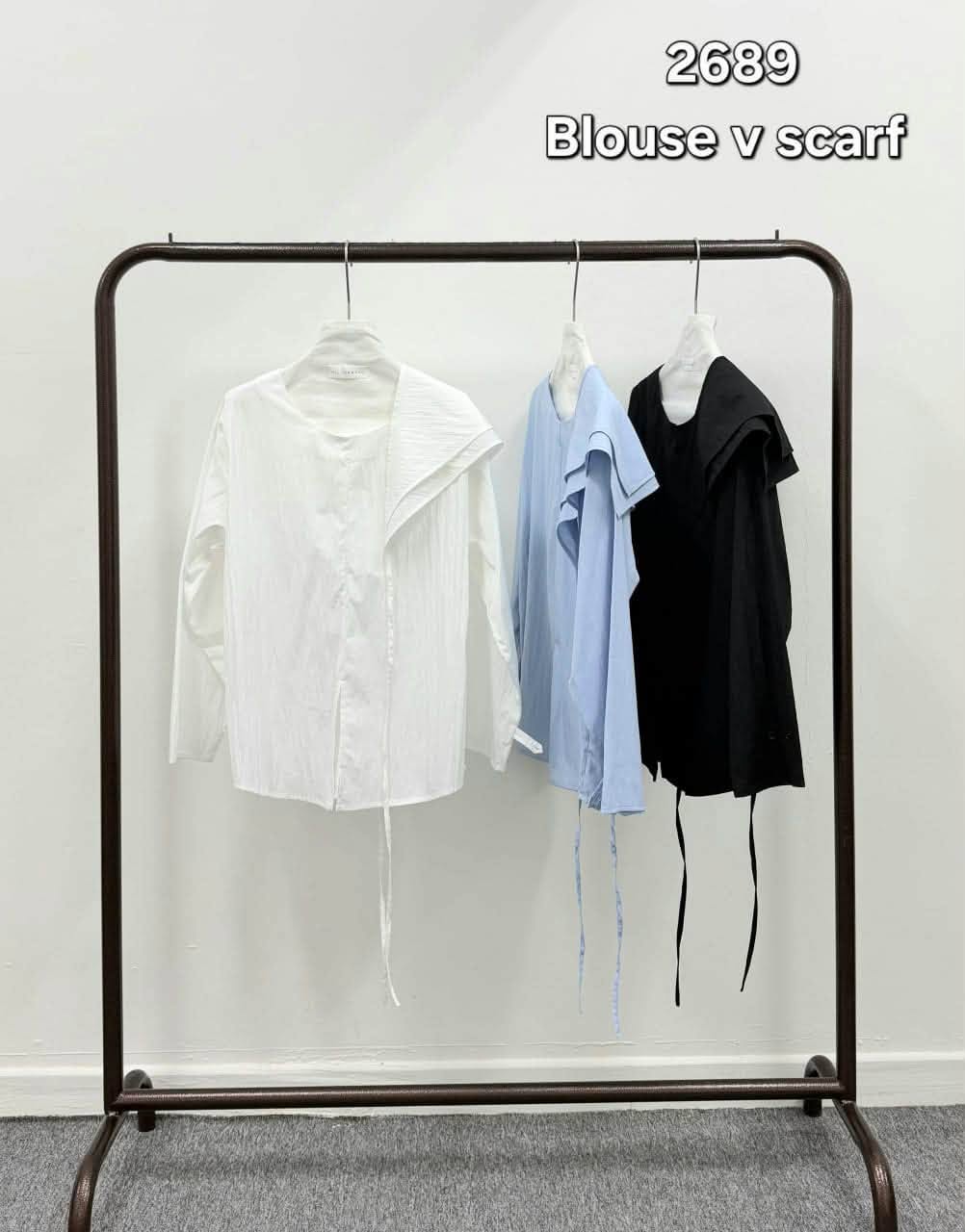 VIL-T2689 LONG SLLV BLOUSE WITH SCARF