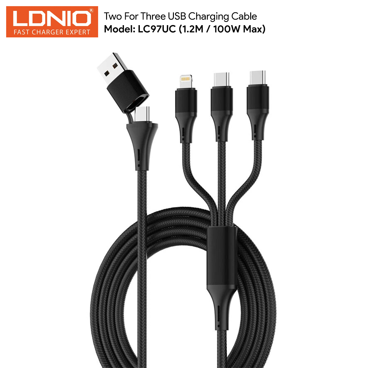 02768 数据线 LDNIO LC97uc 1.2米 100W 数据线快速充电数据线 C-typec