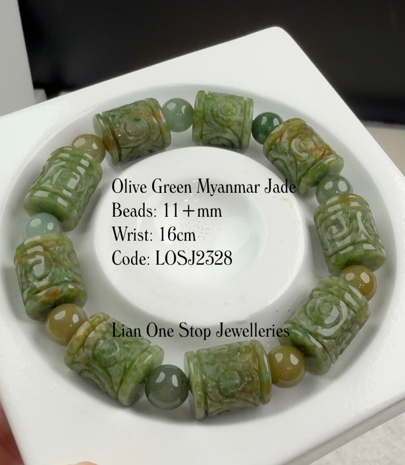 Code: LOSJ2328 Olive Green Myanmar Jade Lulutong 